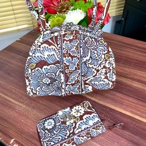 Vera Bradley slate blooms purse and matching wallet set